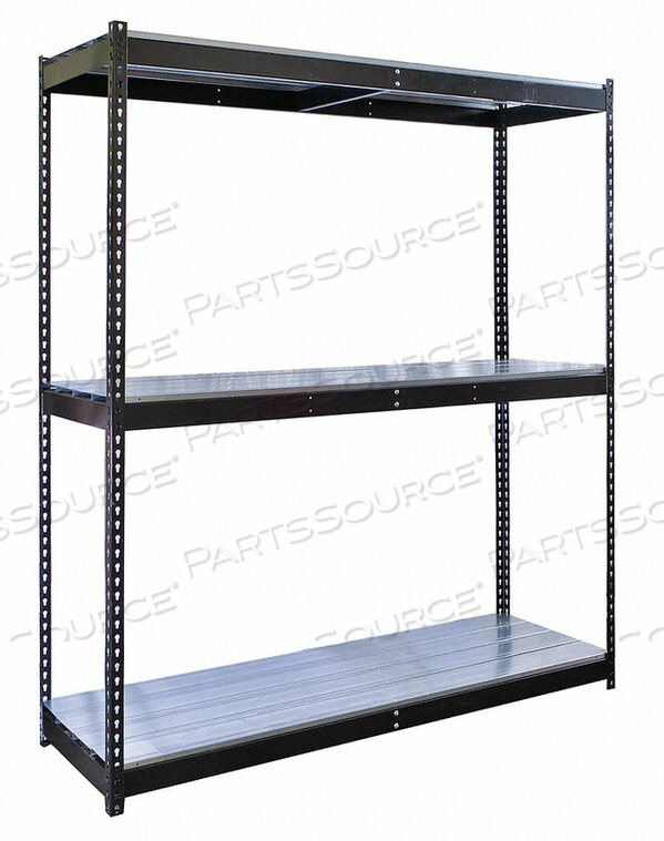 OEM#: DRHC964884-3S-E-MERIVETWELL ДВОЙНОЙ БЕСБОЛТОВЫЙ СТЕЛЛАЖ С ЗАКЛЕПКАМИ 96Ш x 48Г x 84В 3 УРОВНЯ СТАРТЕР С НАСТИЛОМ EZ ЧЕРНЫЙ от Hallowell