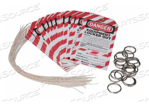 OEM#: WKT2DANGER EQUIPMENT LOCKED OUT TAG, TWO-PART TAGS WITH STUBS, CARDSTOCK, 25/PACK by Brady Americas
