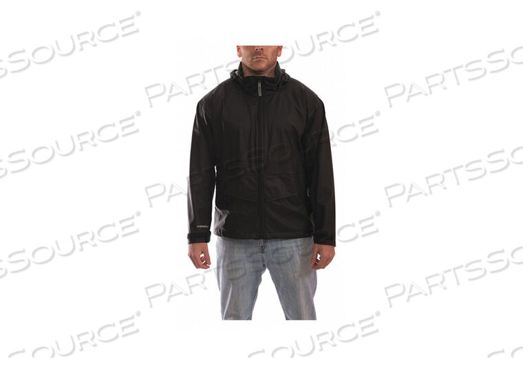 OEM#: J67113RAIN JACKET W/HOOD/POCKETS STRETCH BLK L by Tingley Rubber