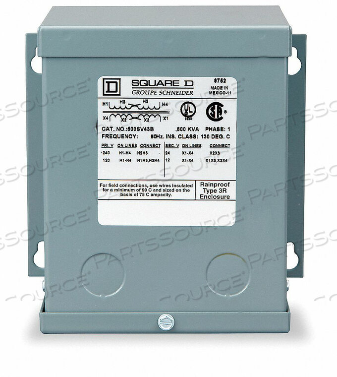 OEM#: 500SV46BТРАНСФОРМАТОР 120/240 В переменного тока 16/32 В переменного тока 500 ВА от Square D