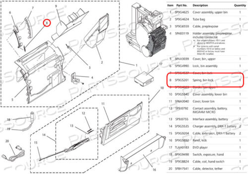 Replaces Carestream Health, Inc. SP9G5201SPRING, BIN LOCK