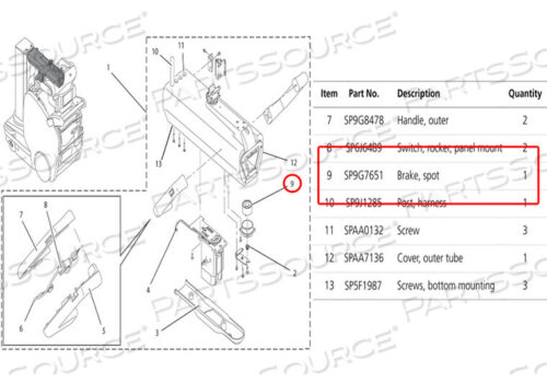 Replaces Carestream Health, Inc. SP9G7651BRAKE SPOT