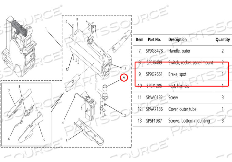 Replaces Carestream Health, Inc. SP9G7651BRAKE SPOT
