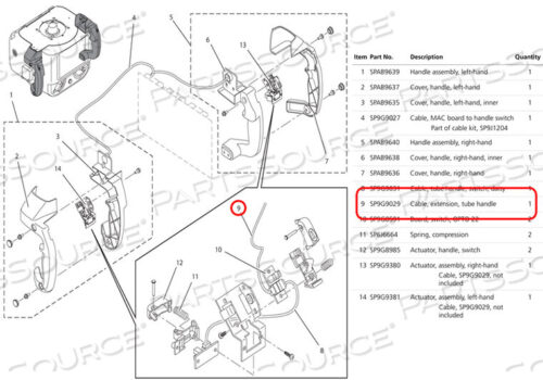 OEM#: SP9G9029HARNESS TUBE HANDLE SWITCH EXTENSION by Carestream Health, Inc.