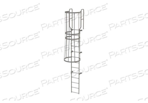 OEM#: WLFC121313 STEP STEEL CAGED WALK THROUGH FIXED ACCESS LADDER, GRAY by Tri-Arc