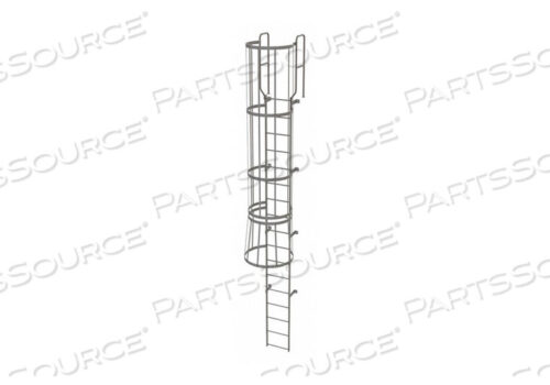 OEM#: WLFC121717 STEP STEEL CAGED WALK THROUGH FIXED ACCESS LADDER, GRAY by Tri-Arc