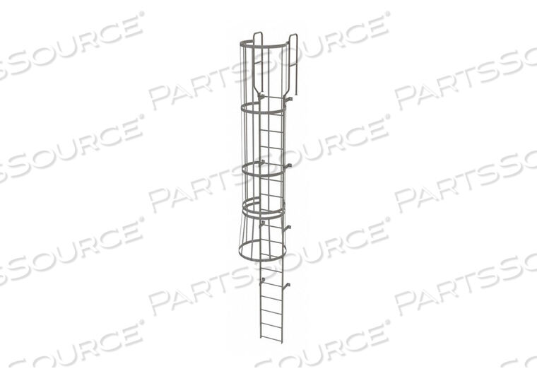 OEM#: WLFC121717 STEP STEEL CAGED WALK THROUGH FIXED ACCESS LADDER, GRAY by Tri-Arc