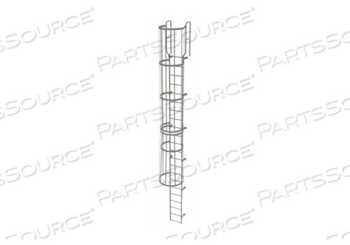 OEM#: WLFC122222 STEP STEEL CAGED WALK THROUGH FIXED ACCESS LADDER, GRAY by Tri-Arc