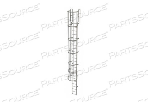 OEM#: WLFC122424 STEP STEEL CAGED WALK THROUGH FIXED ACCESS LADDER, GRAY by Tri-Arc