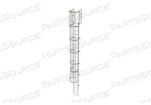 OEM#: WLFC122525 STEP STEEL CAGED WALK THROUGH FIXED ACCESS LADDER, GRAY by Tri-Arc
