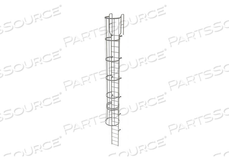 OEM#: WLFC122525 STEP STEEL CAGED WALK THROUGH FIXED ACCESS LADDER, GRAY by Tri-Arc