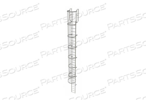 OEM#: WLFC122929 STEP STEEL CAGED WALK THROUGH FIXED ACCESS LADDER, GRAY by Tri-Arc