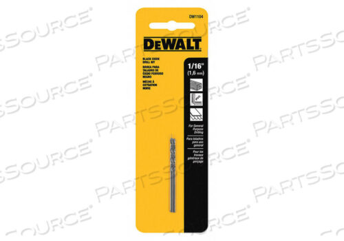 OEM#: DW1104СВЕРЛО HSS 1/16 ДЮЙМА. ЧЕРНЫЙ ОКСИДА PK2 от DeWalt