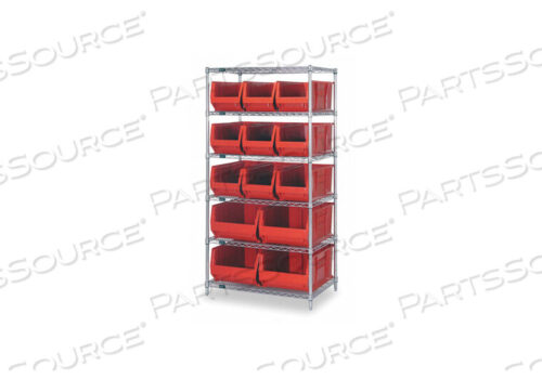 OEM#: WR6-973974RDD5606 BIN SHELVING 74 OVERALL H 13 BINS RED by Quantum Storage Systems