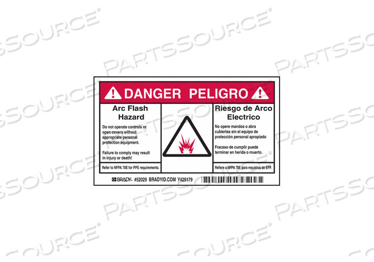 OEM#: 52029ЭТИКЕТКА ДЛЯ ЗАЩИТЫ ОТ ДУГОВОГО РАЗРЯДА PK100 от Brady Americas