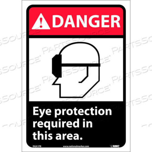 OEM#: DGA1PBGRAPHIC SIGNS - DANGER EYE PROTECTION REQUIRED - VINYL 10W X 14H by National Marker Company