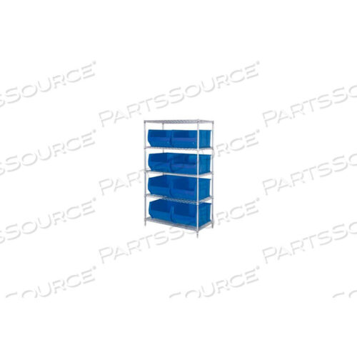 OEM#: WR5-995BLWR5-995 ХРОМИРОВАННЫЙ ПРОВОЛОЧНЫЙ СТЕЛЛАЖ С 8 36D КОНТЕЙНЕРАМИ СИНЕГО ЦВЕТА, 36X48X86 от Quantum Storage Systems