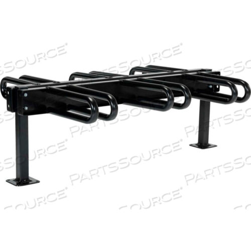 ВЕЛОСИПЕДНАЯ СТОЙКА С КРЕПЛЕНИЕМ НА ФЛАНЦЕВОМ НА ЗЕМЛЮ, НА 6 ВЕЛОСИПЕДОВ, ЧЕРНОЕ ПОРОШКОВОЕ ПОКРЫТИЕ