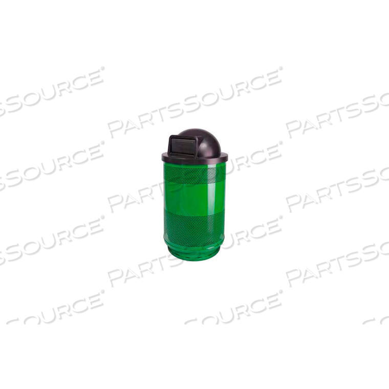 OEM#: SC55-01-GN-DTPERFORATED STADIUM SERIES TRASH CONTAINER W/DOME TOP - 55 GALLON GREEN by Witt Company