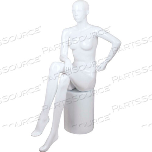 OEM#: BELLA5ЖЕНСКИЙ МАНЕКЕН - СИДЯЩИЙ, СКРЕСТИВ НОГИ, В КОМПЛЕКТЕ СТУЛ - ГЛЯНЦЕВАЯ ОТДЕЛКА, БЕЛЫЙ от Amko Displays LLC