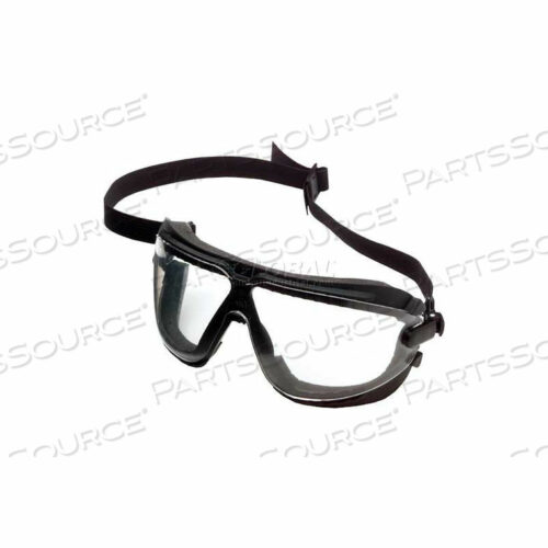 ЗАЩИТНЫЕ ОЧКИ С РЕМЕШКОМ И ГОЛОВНОЙ ПОВЯЗКОЙ, ПРОЗРАЧНЫЕ ЛИНЗЫ, ЧЕРНАЯ ОПРАВА, СРЕДНИЙ