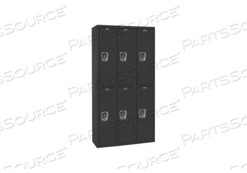 OEM#: U3282-2A-MEDOUBLE TIER 6 DOOR BLACK TIE STEEL LOCKER, 12WX18DX36H, ЧЕРНЫЙ, СБОРКА Hallowell