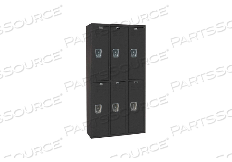 OEM#: U3282-2A-MEDOUBLE TIER 6 DOOR BLACK TIE STEEL LOCKER, 12WX18DX36H, ЧЕРНЫЙ, СБОРКА Hallowell