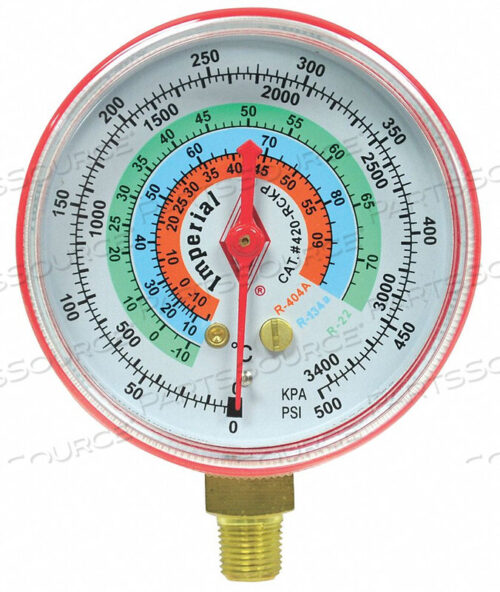 OEM#: 424-CRGAUGE 2-1/2 ДЮЙМА ДИАМЕТРОМ ВЫСОКАЯ СТОРОНА КРАСНЫЙ 500 PSI от Imperial