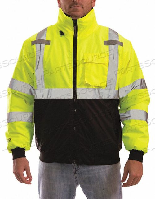 OEM#: J26002.LGJ26002 BOMBER HOODED JACKET, FLUORESCENT YELLOW/GREEN/BLACK, LARGE by Tingley Rubber