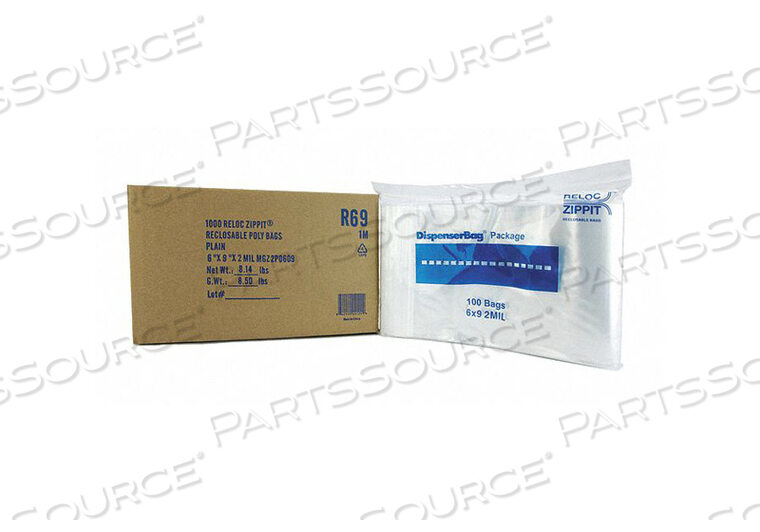 OEM#: R69ПОЗВОНОЧНЫЙ МЕШОК СТАНДАРТНЫЙ LDPE SEAL PK1000 от Reloc Zippit