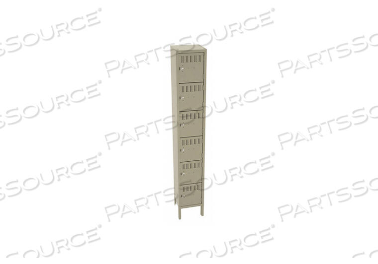 OEM#: BS6-121212-1Шкафчик для хранения вещей с жалюзи, 1 ширина, 6 ярусов, цвет «песочный» от Tennsco Corp.