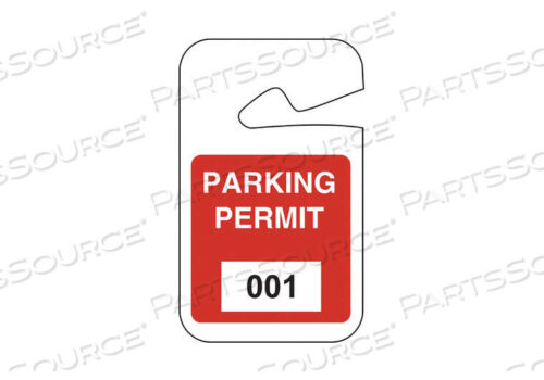 OEM#: 95202БИРКИ ДЛЯ ЗЕРКАЛА ЗАДНЕГО ВИДА, РАЗРЕШЕНИЯ НА ПАРКОВКУ, КРАСНЫЕ, 001 - 100, 2-3/4W X 4-3/4H от Brady Americas