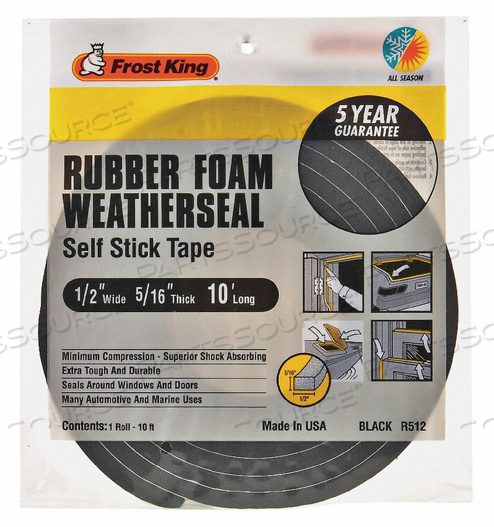 OEM#: R512HSPNGE РЕЗИНОВАЯ ВСПЕНЕННАЯ ЛЕНТА 1/2INX10 FT 8 MIL от Thermwell Products Co., Inc.