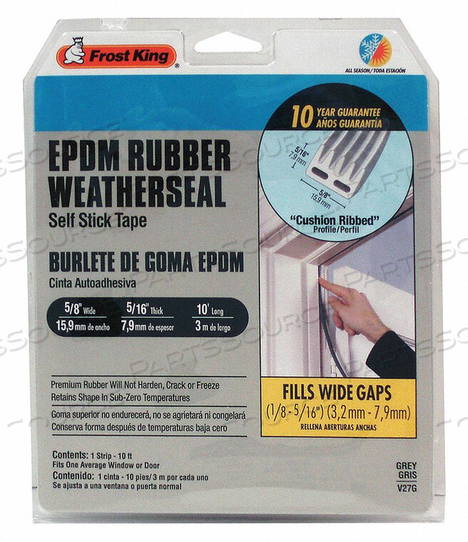 OEM#: V27GAH3960 WEATHERSEAL 10 ФУТОВ. СЕРЫЙ EPDM от Thermwell Products Co., Inc.