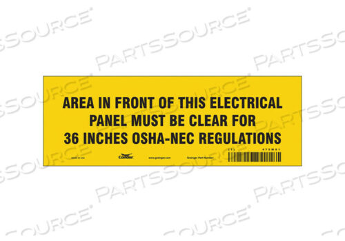 OEM#: 475M91SAFETY SIGN 10 W 3-1/2 H 0.004 THICK by Condor