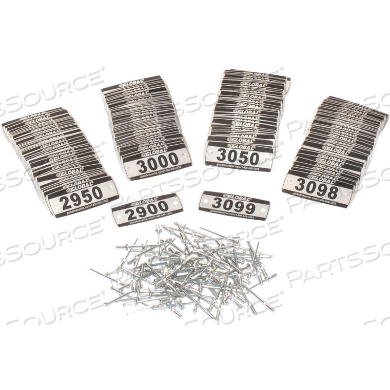 OEM#: 493411MКомплект номерных знаков для замка, с номером 2900-3099, 200 шт. в упаковке от Precision Sourcing