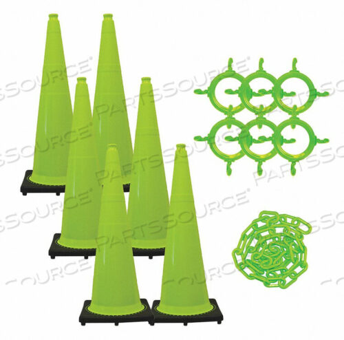 OEM#: 97214-6КОМПЛЕКТ ДОРОЖНЫХ КОНУСОВ И ЦЕПЕЙ, БЕЗОПАСНЫЙ ЗЕЛЕНЫЙ от Mr. Chain