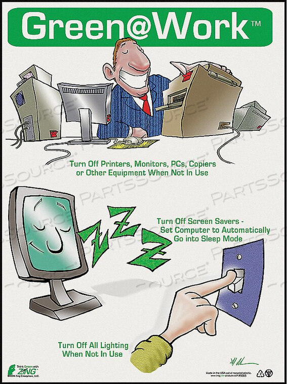 OEM#: 5005ПЛАКАТ ПО ВОПРОСАМ ЭКОЛОГИЧЕСКОЙ ИНФОРМАЦИИ 22 X 16 ДЮЙМОВ от ZING Green Safety Products