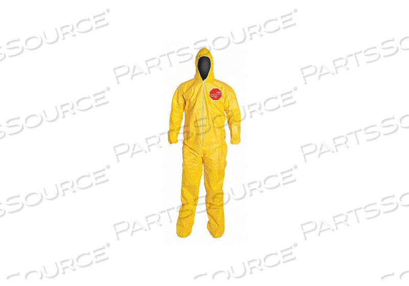 OEM#: QC122SYLLG001200КОМБИНЕЗОН TYCHEM 2000, ОБШИВНЫЕ ШВЫ, ПРИШИВНОЙ КАПЮШОН И НОСКИ, ЭЛАСТИЧНЫЕ МАНЖЕТЫ, МОЛНИЯ СПЕРЕДИ, ВЕТРОВОЙ КЛАПАН, ЖЕЛТЫЙ, БОЛЬШОЙ, от DuPont