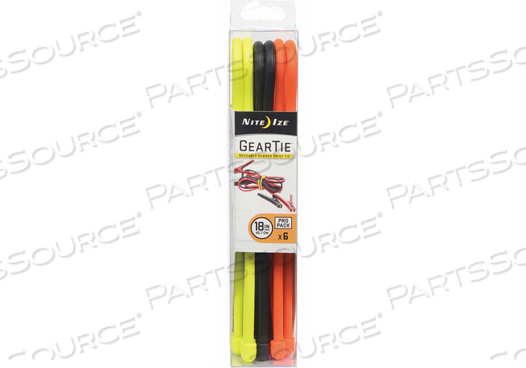 OEM#: GTPP18-A1-R8GEAR TIE 18 ЧЕРНЫЙ ОРАНЖЕВЫЙ ЖЕЛТЫЙ PK6 от Nite Ize