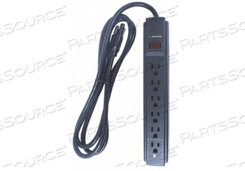OEM#: 52NY56SURGE PROTECTOR OUTLET STRIP, 6 ФУТОВ, 15 А, 125 В переменного тока, 14 AWG, NEMA 5-15P - NEMA 5-15R, ЧЕРНЫЙ от Power First