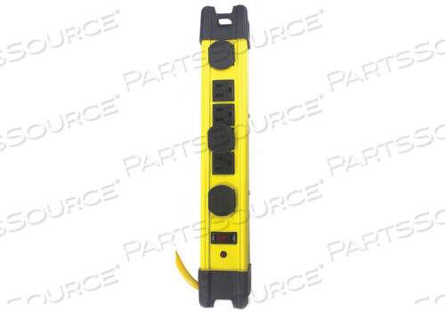 OEM#: 52NY60SURGE PROTECTOR OUTLET STRIP, 15 FT, 15 A, 125 VAC, 14 AWG, NEMA 5-15P TO NEMA 5-15R, YELLOW by Power First