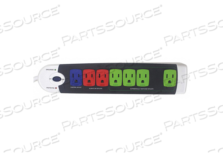 OEM#: 52NY66SURGE PROTECTOR OUTLET STRIP, 4 фута, 15 А, 125 В переменного тока, 14 AWG, NEMA 5-15P - NEMA 5-15R, БЕЛЫЙ от Power First