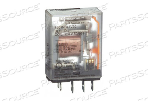 OEM#: 8501RS41P14V14PLUG IN RELAY 5 PINS 24VAC COIL by Square D