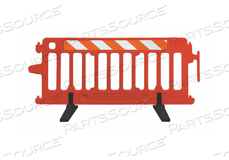 OEM#: 2004-O-EGLR6 ПОЛНОСТЬЮ ПЛАСТИКОВАЯ БАРРИКАДА ДЛЯ КОНТРОЛЯ ТОЛПЫ С РЕЗИНОВЫМИ НОЖКАМИ, С БЛОКИРОВКОЙ, ОРАНЖЕВАЯ от Plasticade