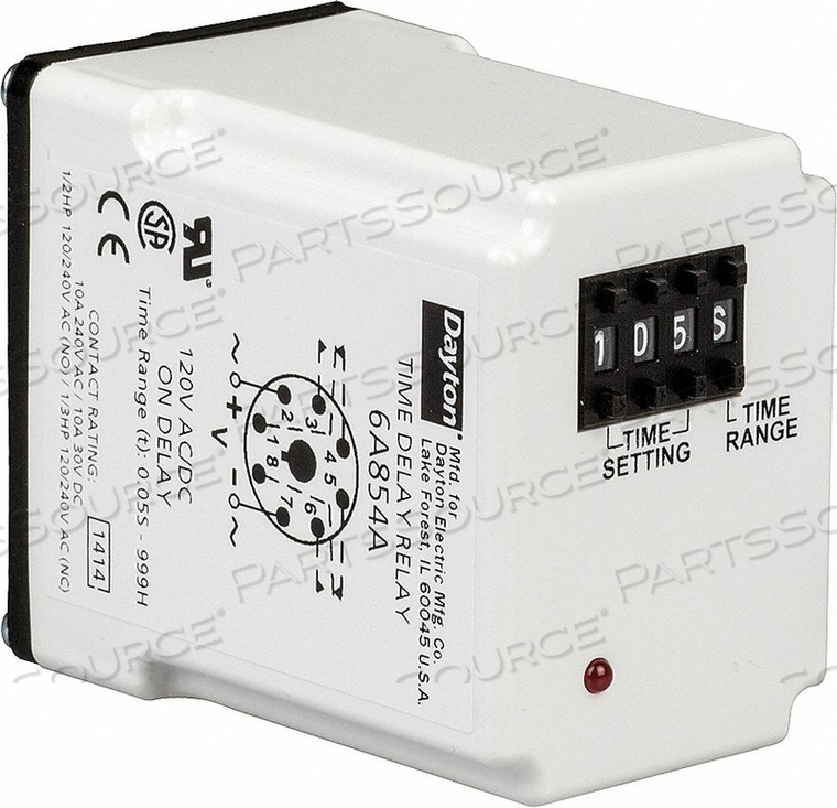 OEM#: 5DPZ7H7809 РЕЛЕ ЗАДЕРЖКИ ВРЕМЕНИ 12 В постоянного тока 10 А DPDT 0,05 сек. от DAYTON ELECTRIC MANUFACTURING CO