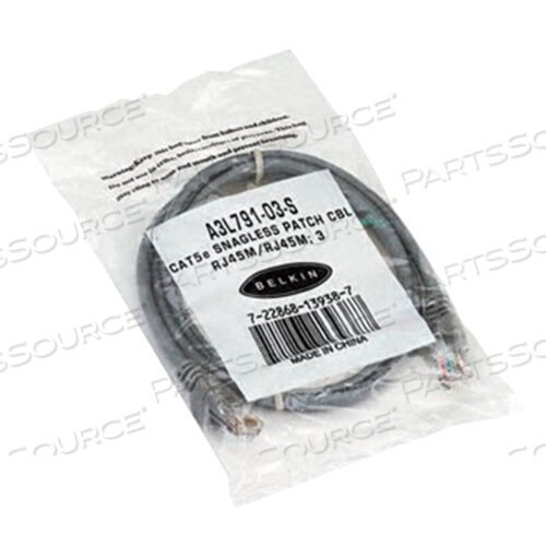OEM#: A3L791-03-S3FT CAT5E SNAGLESS PATCH CABLE, UTP, СЕРАЯ ПВХ-ОБОЛОЧКА, 24AWG, T568B, 50 MICRON, G by Belkin