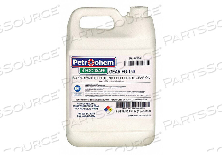 OEM#: FOODSAFE GEAR FG-150-001 ПИЩЕВОЕ ПОЛУСИНТЕЗИОННОЕ ТРАНСМИССИОННОЕ МАСЛО ISO 150 от Petrochem