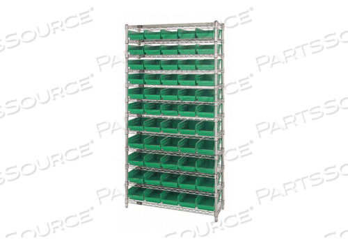 OEM#: WR12-104GNE3958 BIN SHELVING 74 OVERALL H 55 BINS GREEN by Quantum Storage Systems