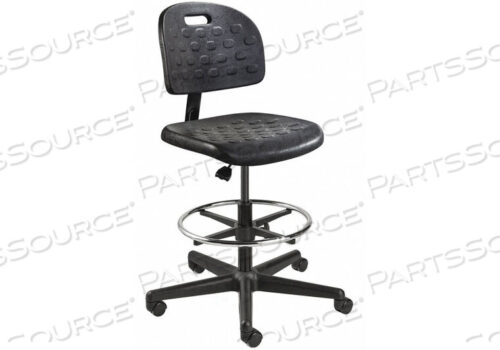 OEM#: V7307HCОФИСНЫЙ ТАБУРЕТ ИЗ ПОЛИУРЕТАНА - СРЕДНЕЙ ВЫСОТЫ С КОЛЕСИКАМИ И ПОДНОЖКОЙ - ЧЕРНЫЙ - СЕРИЯ BREVA от Bevco Precision Manufacturing